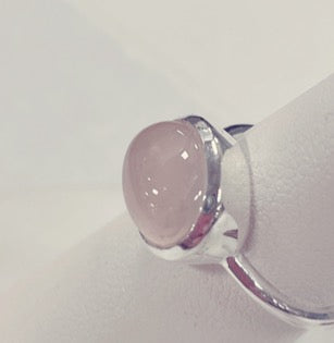 Rose Quartz Sterling Silver Ring - Sizes 5,6 and 7