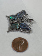 Load image into Gallery viewer, Abalone and Sterling Silver Butterfly Pendant