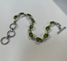 Load image into Gallery viewer, Peridot Sterling Silver Toggle Bracelet