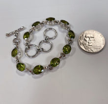 Load image into Gallery viewer, Peridot Sterling Silver Toggle Bracelet