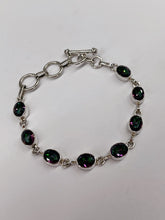 Load image into Gallery viewer, Genuine Mystic Topaz Sterling Silver Bracelet - with a toggle clasp