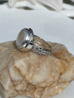 Sterling Silver Coin Pearl Ring