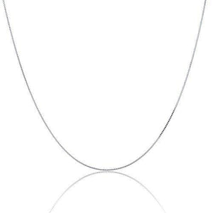 925 Sterling Silver 1MM Box Chain - Rhodium Plated - Lobster Claw Size 16-36 inch