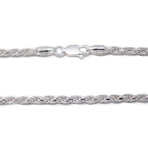 925 Sterling Silver 3MM Rope Chain - Nickel Free Italian Crafted Necklace for Women and Men 16 - 36
