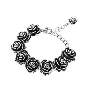 Designer Stainless Steel Rose Bracelet with 3" extender