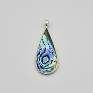 Abalone or Coral Double Sided Sterling Silver Pendant