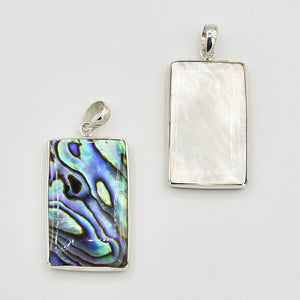 Mother of Pearl, Abalone and Coral Double Sided Pendant