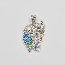 Load image into Gallery viewer, Sterling Silver Abalone or Mother of Pearl or Red Coral Butterfly Pendant