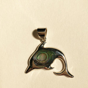 Abalone Sterling Silver Dolphin Pendant One of a kind