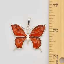 Load image into Gallery viewer, Amber Butterfly and Sterling Silver Pendant