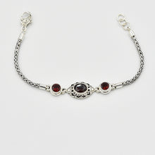 Load image into Gallery viewer, Garnet Sterling Silver Bracelet 7&quot;-7.5&quot;