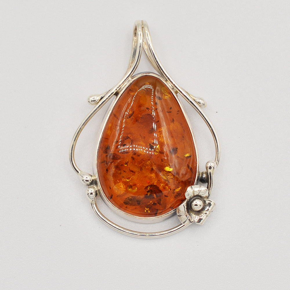 Amber and Sterling Silver Pendant