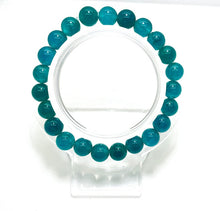 Load image into Gallery viewer, Blue Agate Smooth Round Gemstone Bead Stretch Bracelet