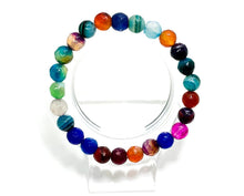 Load image into Gallery viewer, Colorful Rainbow Agate Faceted Gemstone Beads Stretch Bracelet