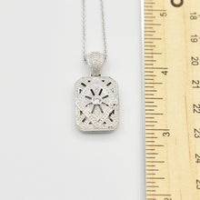 Load image into Gallery viewer, Sterling Silver Locket with Cubic Zirconia (CZ) Rectangle shape