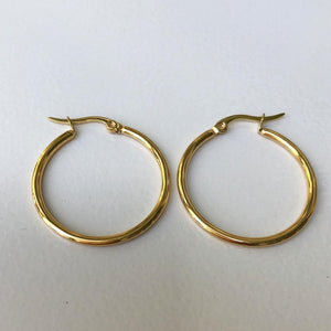 Gold Plated Stainless Steel thin Hoop Earrings