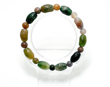 Load image into Gallery viewer, Indian Agate Round &amp; Sphere Barrel Natural Gemstone Stretch Bracelet