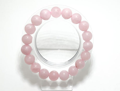 Light Pink Rose Quartz Smooth Round Natural Gemstone Stretch Bracelet