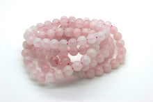 Load image into Gallery viewer, Light Pink Rose Quartz Smooth Round Natural Gemstone Stretch Bracelet