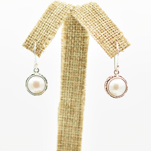 Sterling Silver Fresh Water Mabe' Pearl Earrings