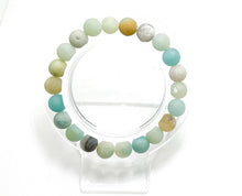 Load image into Gallery viewer, Matte Multi-Color Amazonite Round Sphere Gemstone Stretch Bracelet