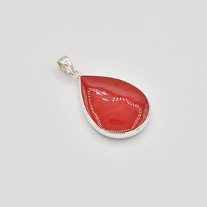 Abalone OR Red Coral Double Sided Sterling Silver Pendant