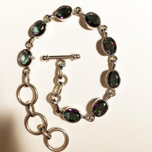 Load image into Gallery viewer, Genuine Mystic Topaz Sterling Silver Bracelet - with a toggle clasp