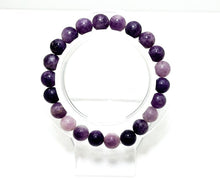 Load image into Gallery viewer, Natural Jade, Dyed Purple, Smooth Round Bead Stretch Bracelet