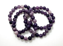 Load image into Gallery viewer, Natural Jade, Dyed Purple, Smooth Round Bead Stretch Bracelet