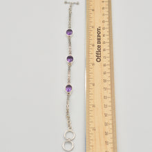 Load image into Gallery viewer, Amethyst Sterling Silver Toggle Clasp Bracelet