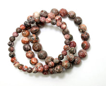 Load image into Gallery viewer, Red Fossil Jasper Smooth Round Natural Gemstone Stretch Bracelet