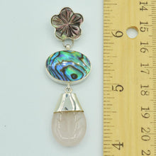 Load image into Gallery viewer, Abalone, Mother of Pearl and Rose Quartz Pendant
