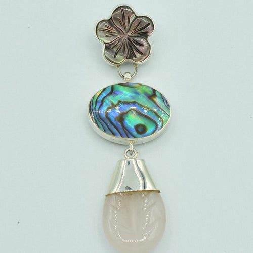 Abalone, Mother of Pearl and Rose Quartz Pendant