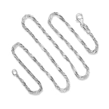 Load image into Gallery viewer, 2MM Sterling Silver Singapore Chain with Lobster Claw Clasp