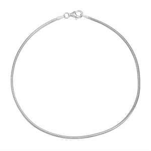 1.2MM Sterling Silver Snake Anklet with Lobster Claw Clasp