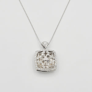 Sterling Silver Locket with Cubic Zirconia (CZ) Square shape