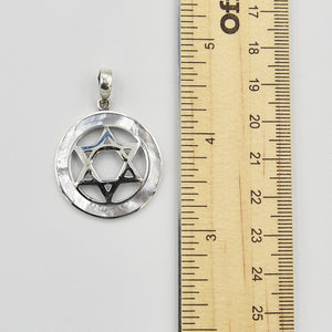 Sterling Silver Star of David Pendant with either Abalone, Mother of Pearl or Red Coral