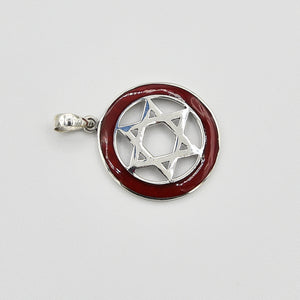 Sterling Silver Star of David Pendant with either Abalone, Mother of Pearl or Red Coral