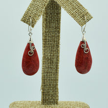 Load image into Gallery viewer, Coral and Sterling Silver earrings