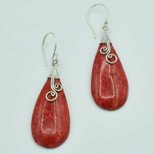 Coral and Sterling Silver earrings