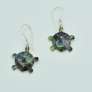 Sterling Silver Turtle Earrings in Abalone or Coral or Mother of Pearl