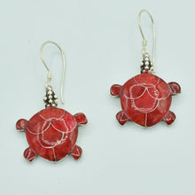 Load image into Gallery viewer, Sterling Silver Turtle Earrings in Abalone or Coral or Mother of Pearl