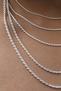 2MM Sterling Silver Rope Chain with Lobster Claw Clasp 16-36"