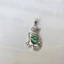 Load image into Gallery viewer, Abalone Sterling Silver Cat Pendant