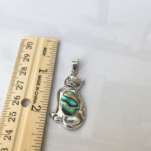 Abalone Sterling Silver Cat Pendant