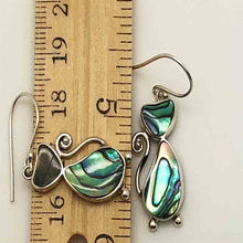 Load image into Gallery viewer, Abalone and Sterling Silver CAT Earrings