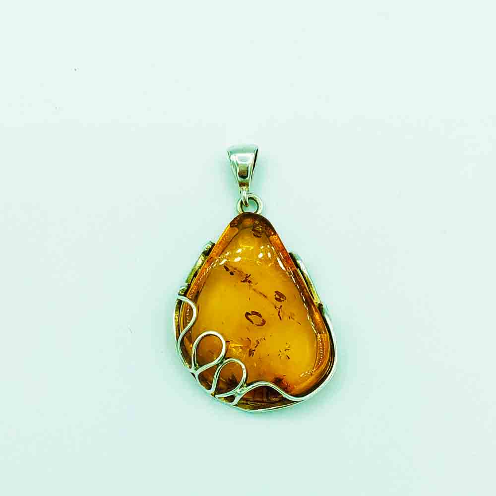 Amber and Sterling Silver Pendant
