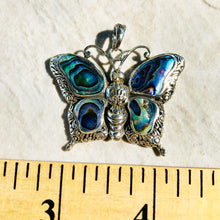 Load image into Gallery viewer, Abalone and Sterling Silver Butterfly Pendant