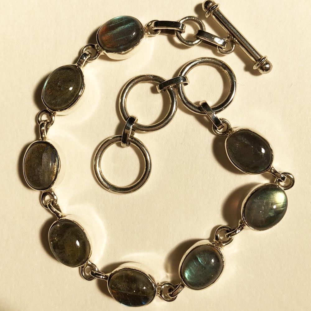 Labrodrite Silver Bracelet -  toggle clasp