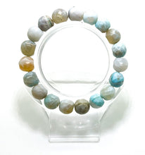 Load image into Gallery viewer, Natural White Blue Brown Agate Faceted Round Gemstone Stretch Bracelet